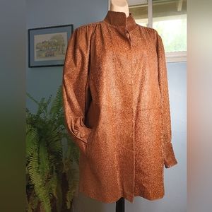 1980s-90 Women's  chocolate brown textured leather jacket , large,31" length